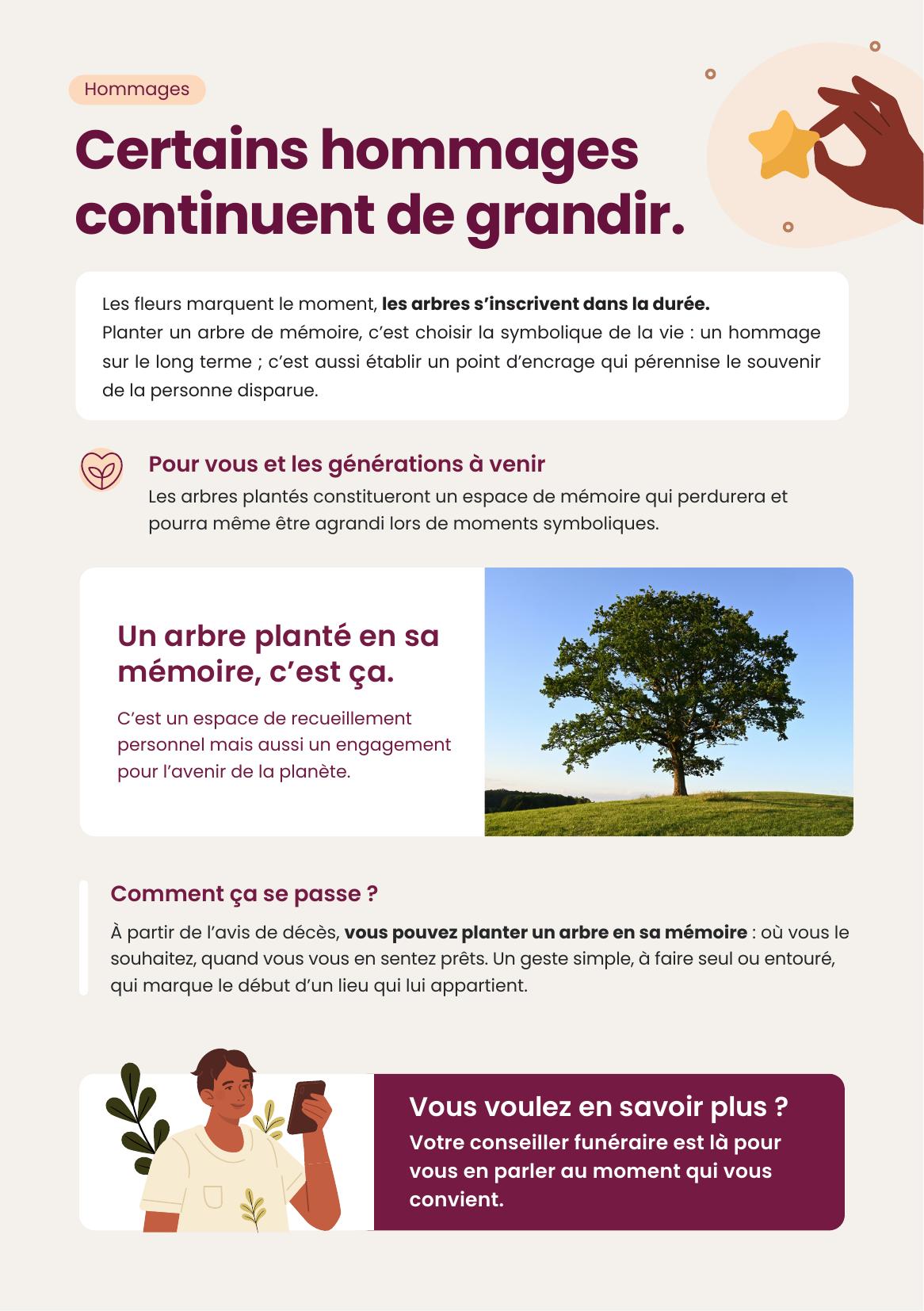 Aperçu du flyer arbre souvenir à remettre aux familles